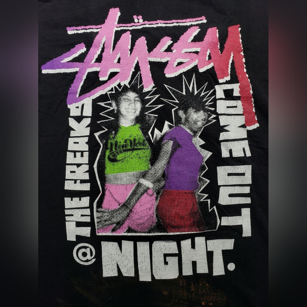 Stussy T Shirt The Freaks Come Out at Night Medium